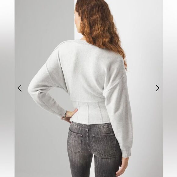 WHBM XL Heather Gray Lunar Corset Style Dolman Sleeve Pullover Sweater - Picture 3 of 16